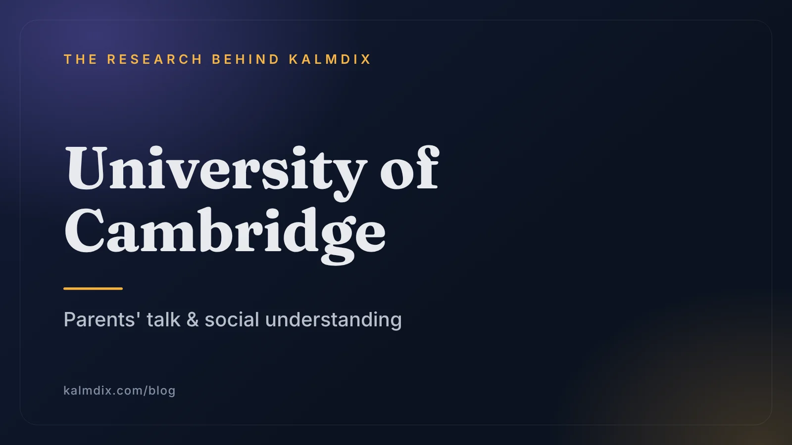 Text cover with the name University of Cambridge and the words Parents' talk & social understanding