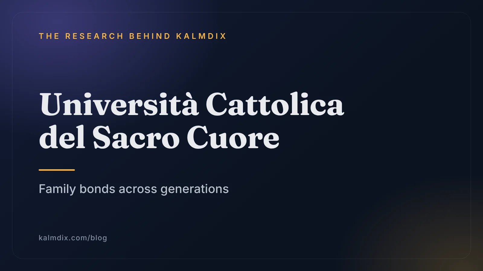 Text cover with the name Università Cattolica del Sacro Cuore and the words Family bonds across generations