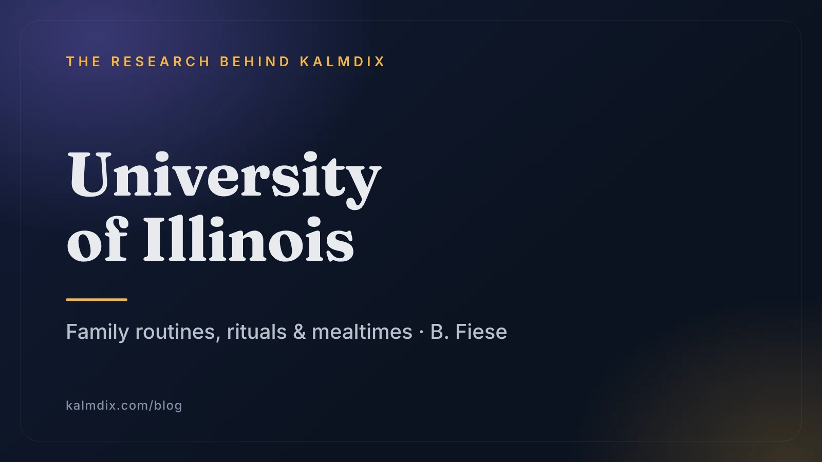 Text cover with the name University of Illinois and the words Family routines, rituals & mealtimes · B. Fiese